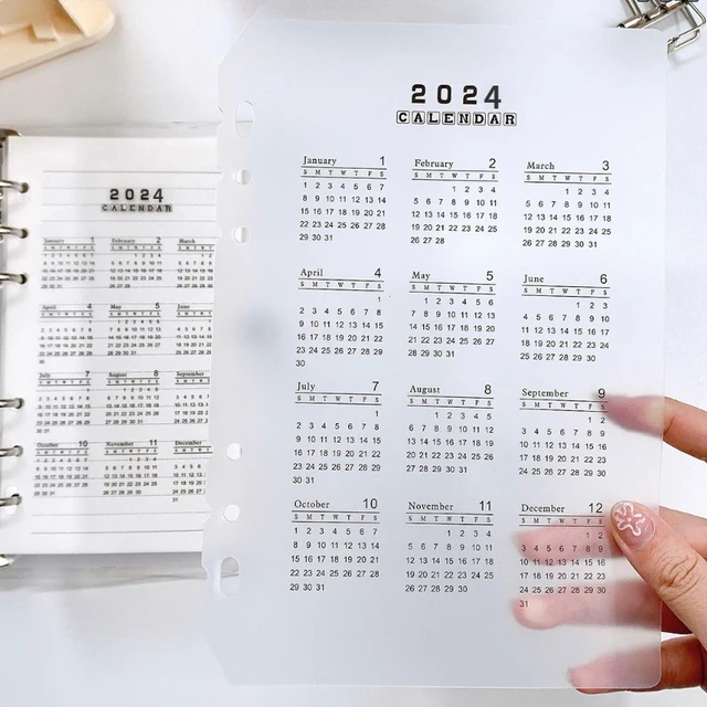 2024 A5 A6 Calendar Notebook Binder Dividers Loose Leaf Notepad Index Page  Agenda Yearly Monthly Planner School Supplies - AliExpress