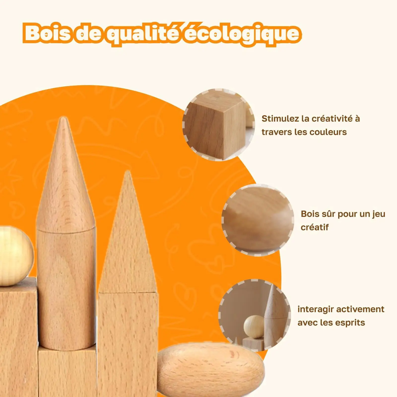 Wooden 3D Shapes Geometric Solid Blocks Preschool Learning , Set of 10 Wooden 3D Shapes Geometric Solid Blocks Preschool Learning , Set of 10