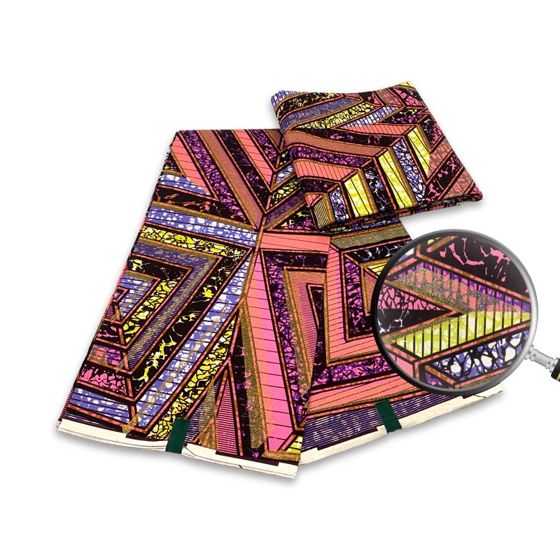 

Блестящая ткань Grand в африканском стиле с золотым воском, 100% хлопок, материал Анкары батик, воск для шитья одежды YG0918
