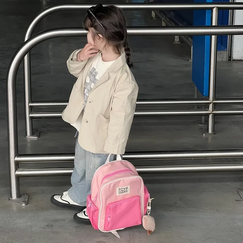 Korean Cute Kids Backpacks Patchwork Children's Handbags for Girls Boys Kindergarten Schoolbag Toddler Travel Storage Bag 2024 4
