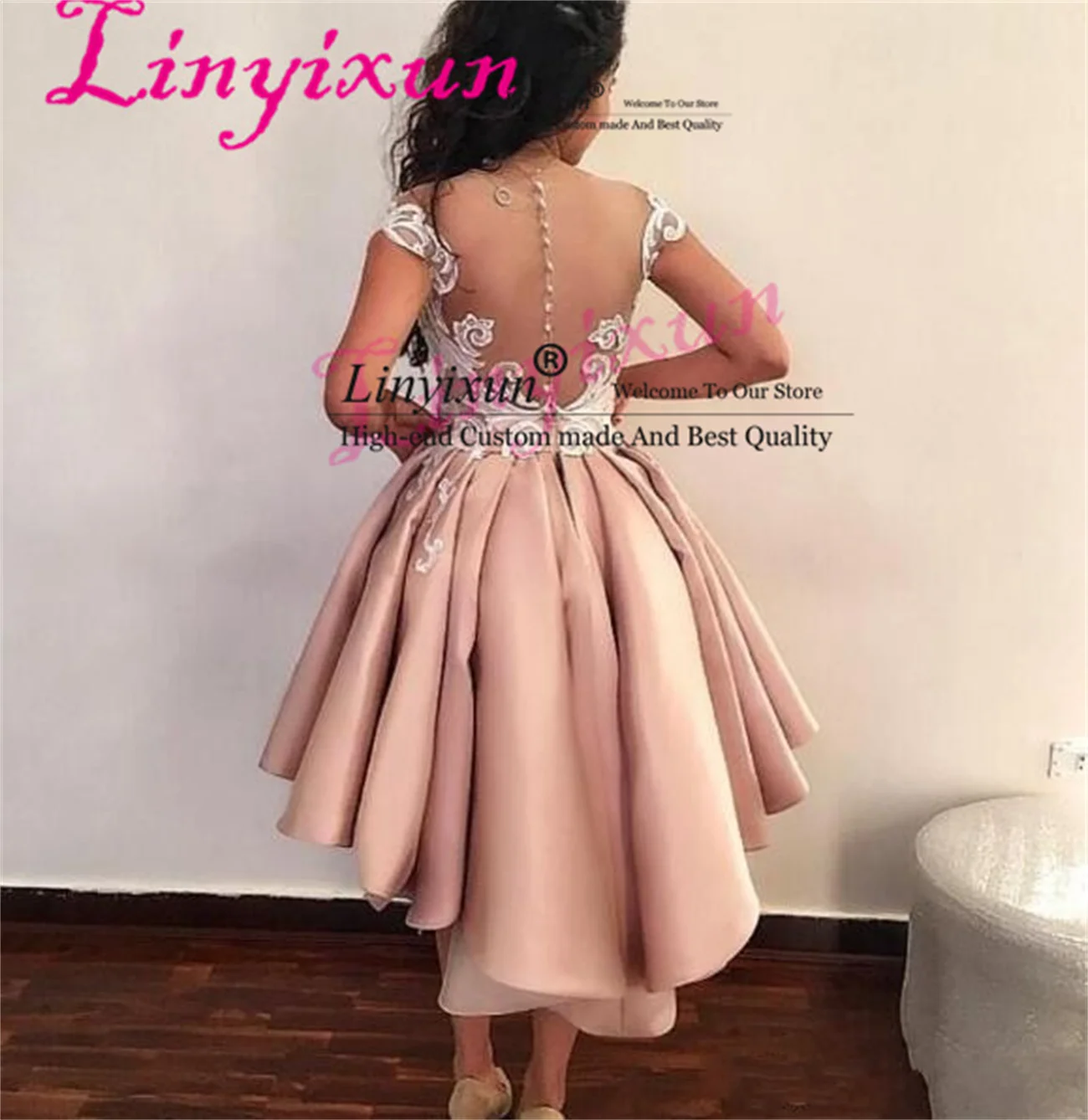 Short Lace Cocktail Dresses Appliques Cap Sleeves Mini Formal Prom Gowns Wear Off The Shoulder Sleeveless Party Dress