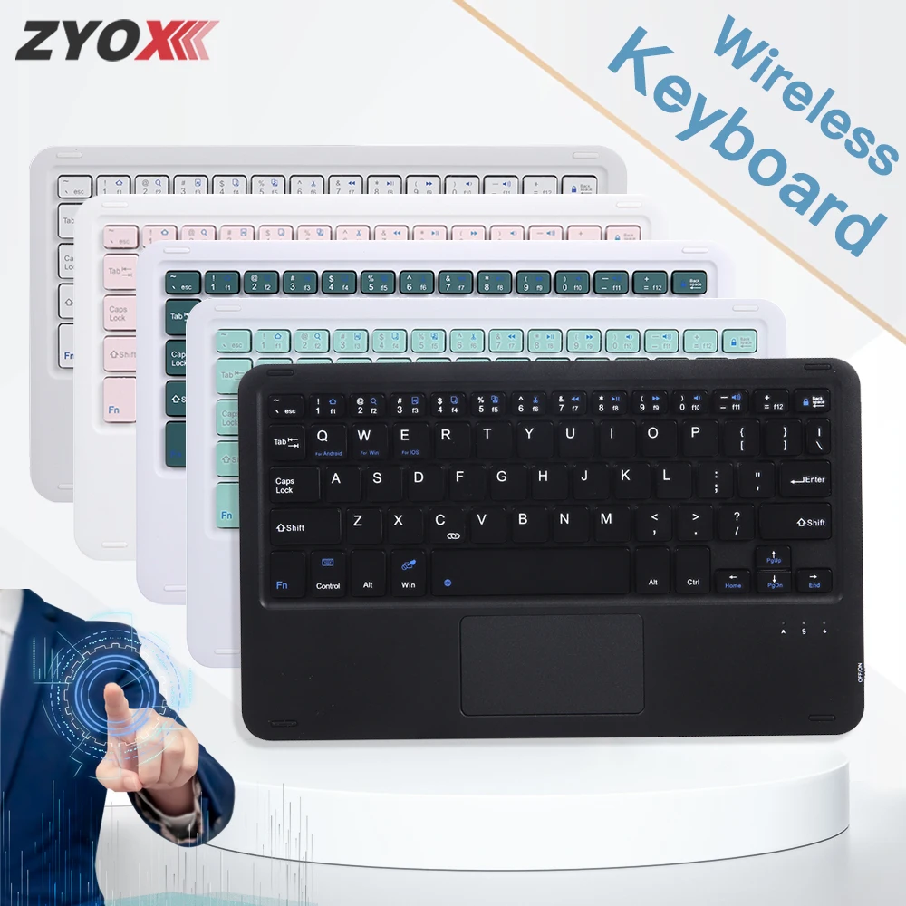 Teclado inalámbrico con Touchpad para iPad, Samsung, Xiaomi, Huawei,  Lenovo, iOS, Android, Windows, Bluetooth, Teclado y ratón - AliExpress