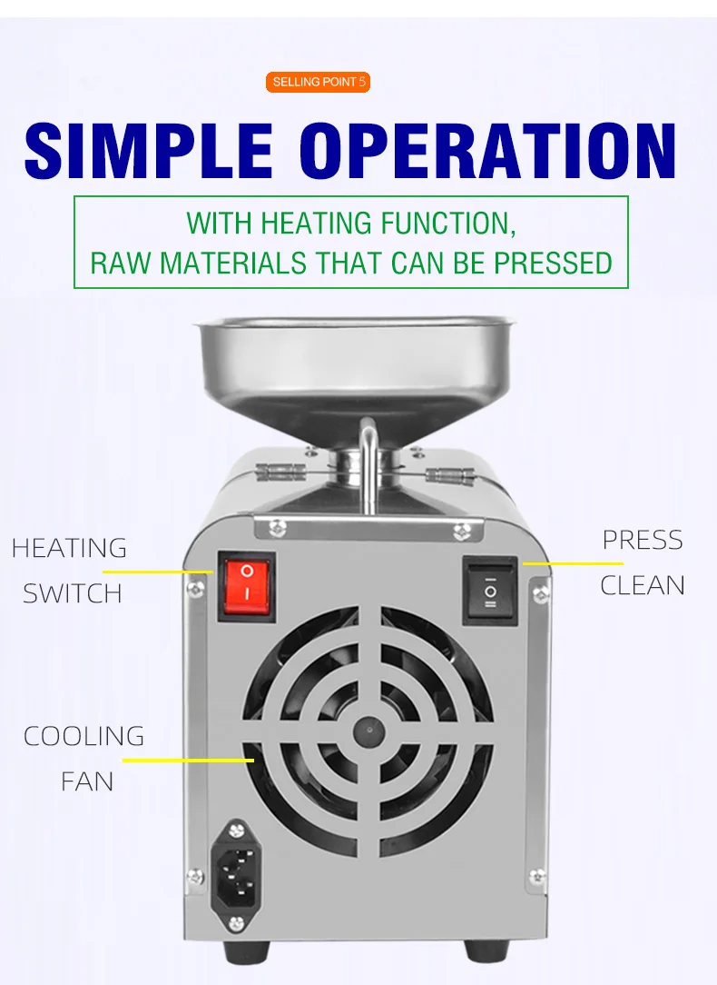 Oil Press Machine SUNZ Oil Press Automatic Household FLaxseed Oil Extractor Peanut Cold Press extraction Machine