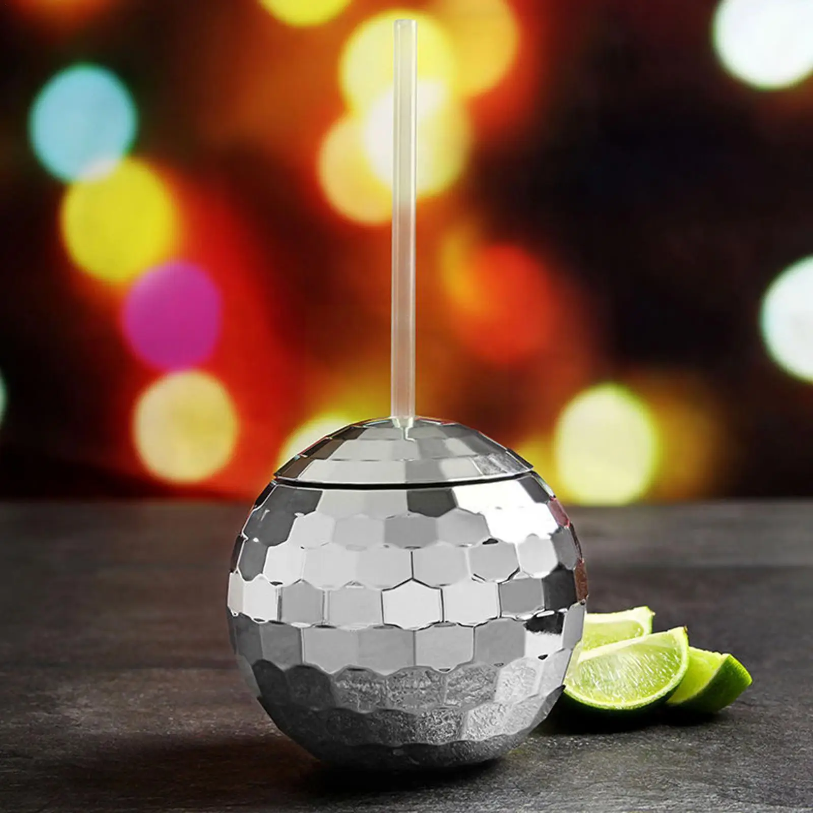 Disco Ball Cups Plastic Drink Cup Flash Cocktail Cup Glass Party Bottle Flashlight Wine Syrup Tea Drinking Straw Bar Nightc R1j6