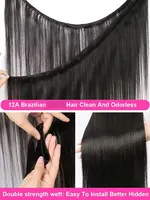 Extensions de cheveux humains naturels noirs brésiliens de 28, 30 et 40 pouces, qualité 12A, pour femmes 4