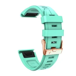 Rose Gold Buckle Silicone Wristband Replacement Strap - 20mm Smartwatch Bracelet - QuickFit 20mm (Teal)