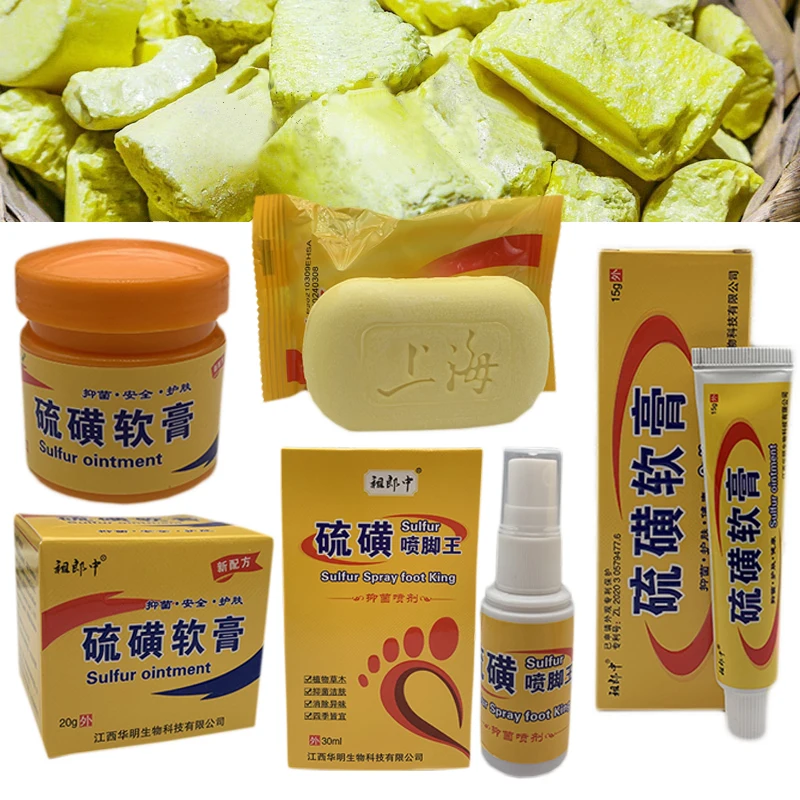 4 Types Sulfur Antibacterial Cream Scabies Repair Balm Eczema Ointment Dermatitis Antibacterial Herbal Formulas Health Care skin care ointment antibacterial anti fungal cream