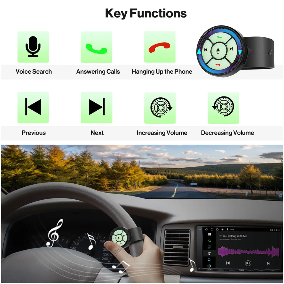 ATOTO Wireless Steering Wheel Remote Control Watch Strap 6 Keys Button for Car Radio Stereo GPS DVD Music Media Player Head Unit car multimedia player car radio car radio player car music player
