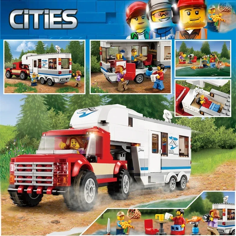

344pcs City Pickup Caravan Car Building Blocks Bricks Compatible Lepining 60182 Toys for Children Christmas Gifts