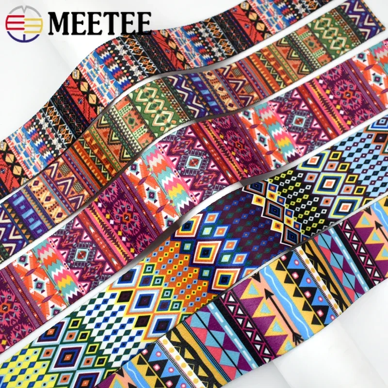 Meetee 나일론 웨빙, 에스닉 자카드 장식, 수하물 스트랩 리본 테이프 트림 밴드, 프린트 백 액세서리, 1.2mm 두께, 2, 5M, 38, 50mm