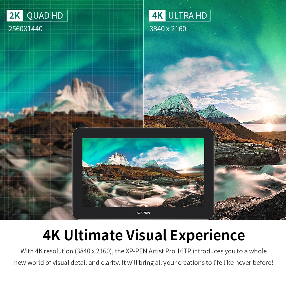 XPPen Artist Pro 16TP 4K Ultra HD Graphic Monitor High Resolution 15.6 Inch Drawing Display Multi-touch Support Windows MacOS - Image 3