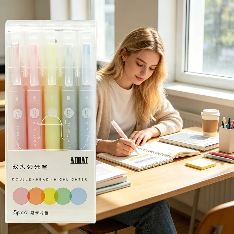 5-25Pcs 더블 헤드 윈도우 팁 파스텔 형광펜, 학생 학교 문구 용품을 위한 듀얼 팁 소프트 컬러 마커 펜