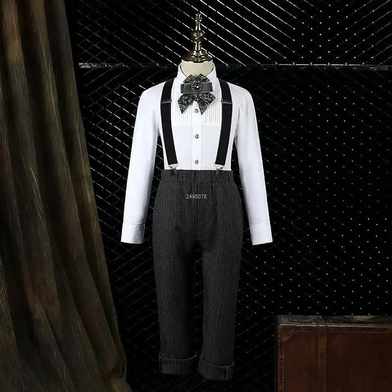 Boys Wedding Suit Kids Luxurious Double-Breasted Birthday Suit Children Photograph Tuxedo Dress Child Performance Show Costume