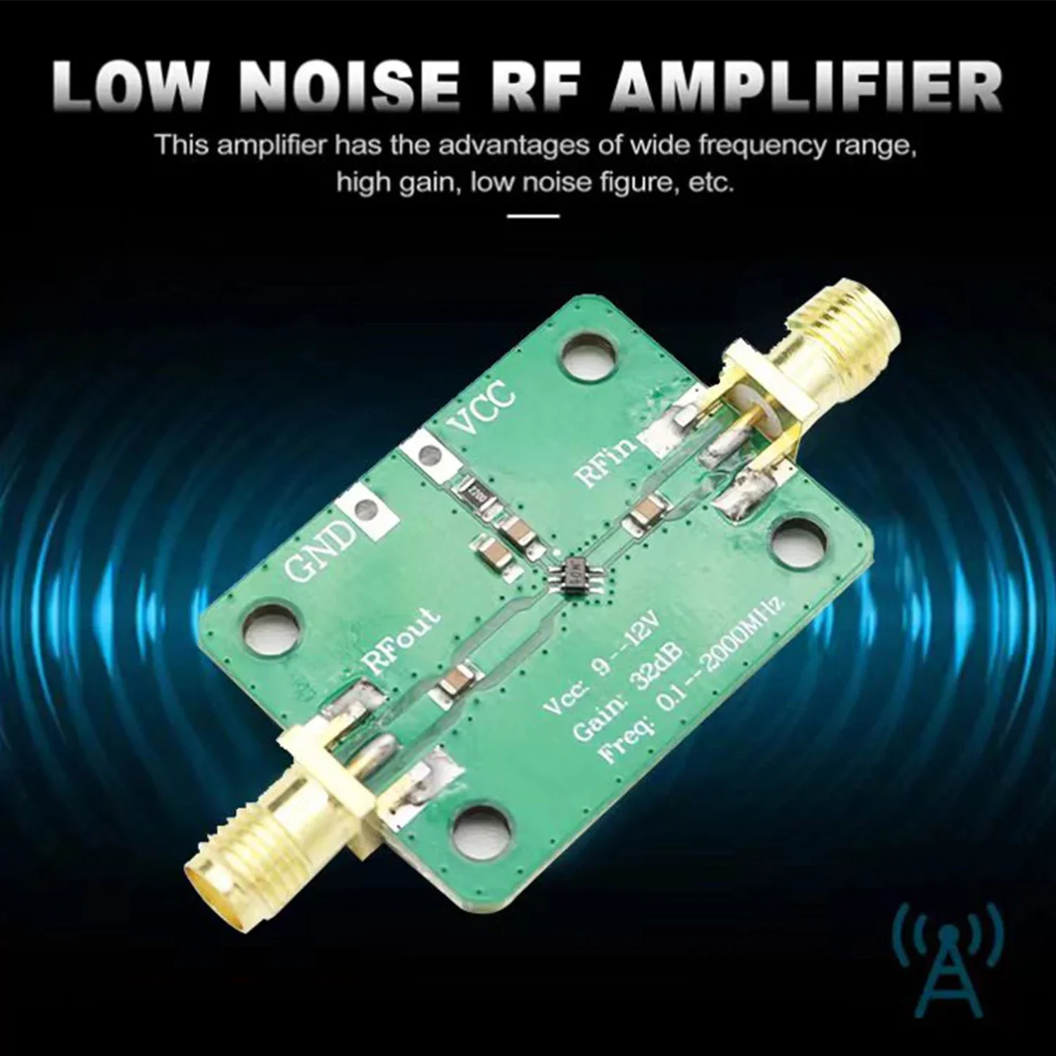 0.1-2000MHz 32dB Gain Broadband Low Noise High Frequency LNA RF Amplifier Module For FM HF VHF/UHF rf amplifier