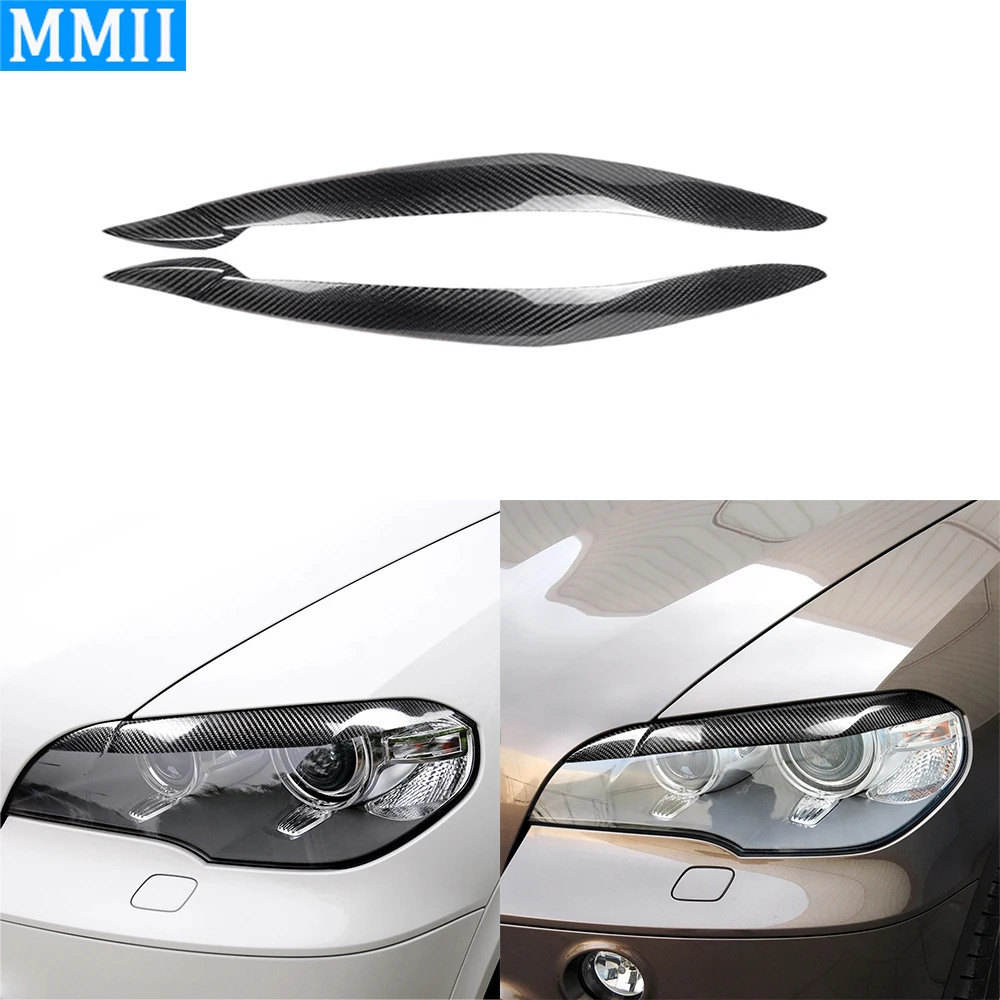 

Передний налобный фонарь для BMW X5 E70 2010-2012 из настоящего углеродного волокна, чехол для бровей, декоративное украшение автомобиля