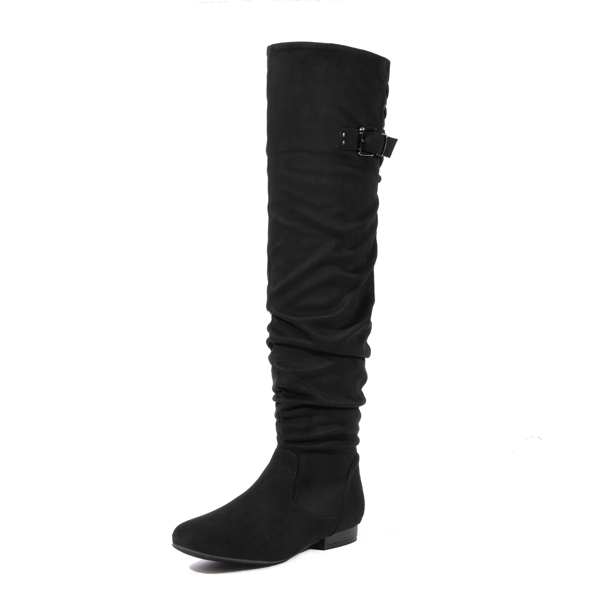 Dream Pairs Women's Thigh High Over The Knee Fashion Boots Black Block Mid Heel Long Sexy Faux Fur Winter Boots for Women 2022 