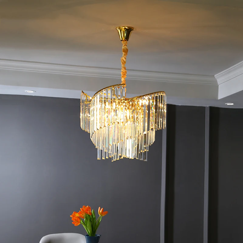 

Nordic Crystal Chandelier Room Decor Maison Pendant Lamp Dimmable Lustres Home Decor for Foyer Living Room Led Lamparas