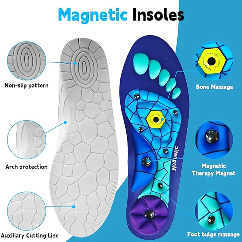 1 Pairs Magnetic Therapy Massage Insoles Arch Support Sports Insole Foot Health Care Shoe Pads for Relieve Fatigue Foot Training