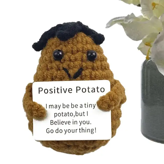 Positive Potato Doll Knitted Crochet With Optimistic Words Gift Decoration  Figurines For Kids Birthday Gift Sofa Bed Couch Car - AliExpress