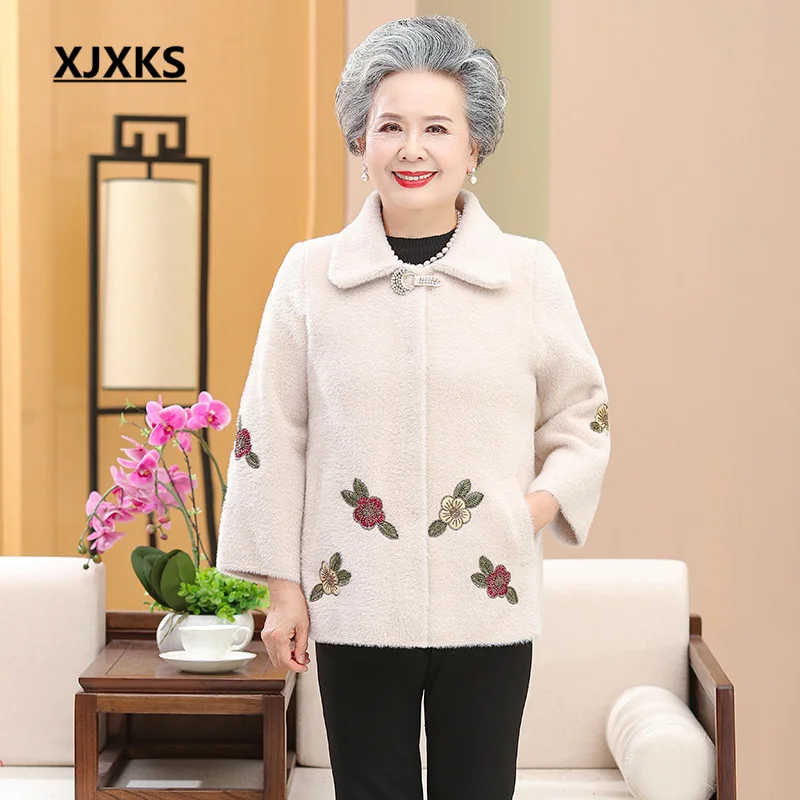 

XJXKS Abrigos Mujer Invierno 2022 Latest Loose Plus Size High Quality Mink Fleece Cardigan Women's Woolen Coat