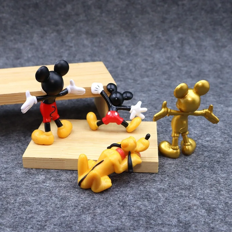 

4Pcs/Lot Kawaii Disney Mickey Mouse Pluto Cute Figures Birthday Party Cake Decoration PVC Anime Action Figures Kids Charm Toys
