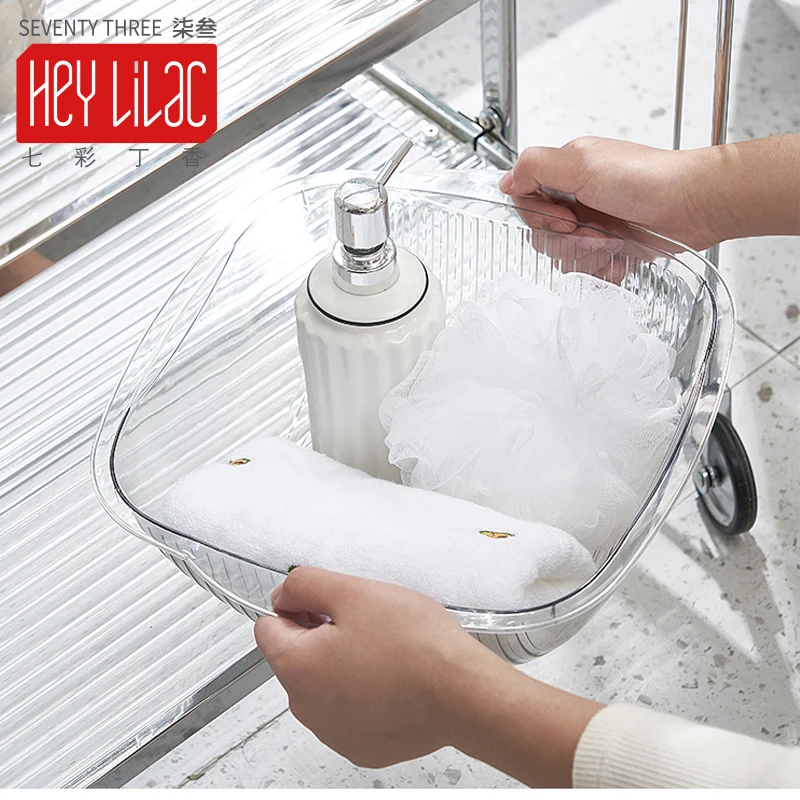 HeY LiLac Plastic Transparent Thicken Washbasin Student Dormitory Household Large Capacity Washbowl