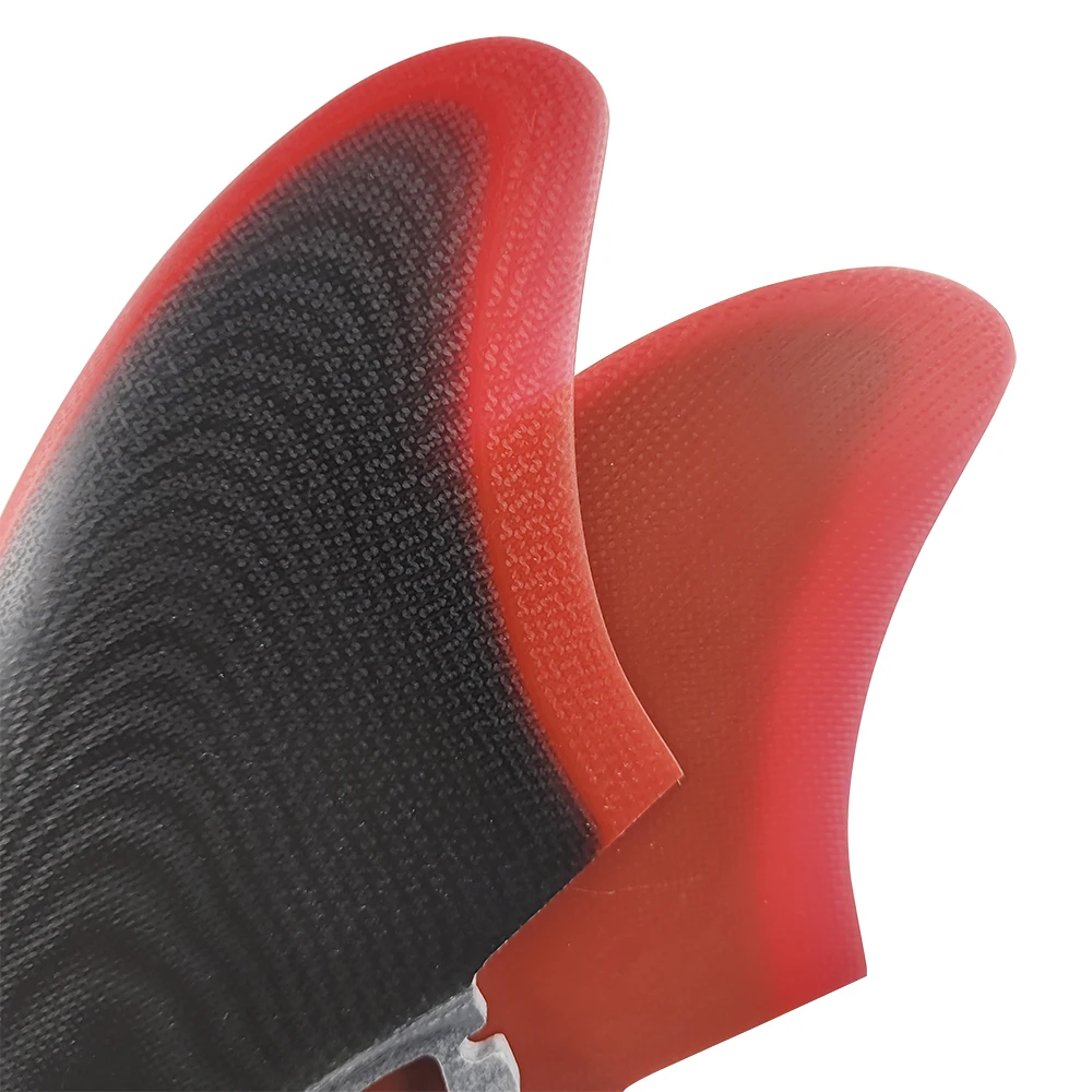 UPSURF-Fiberglass Twin Fins for Surf, Keel Twin Fins, Clear Red and Black, Funboard and Shortboard