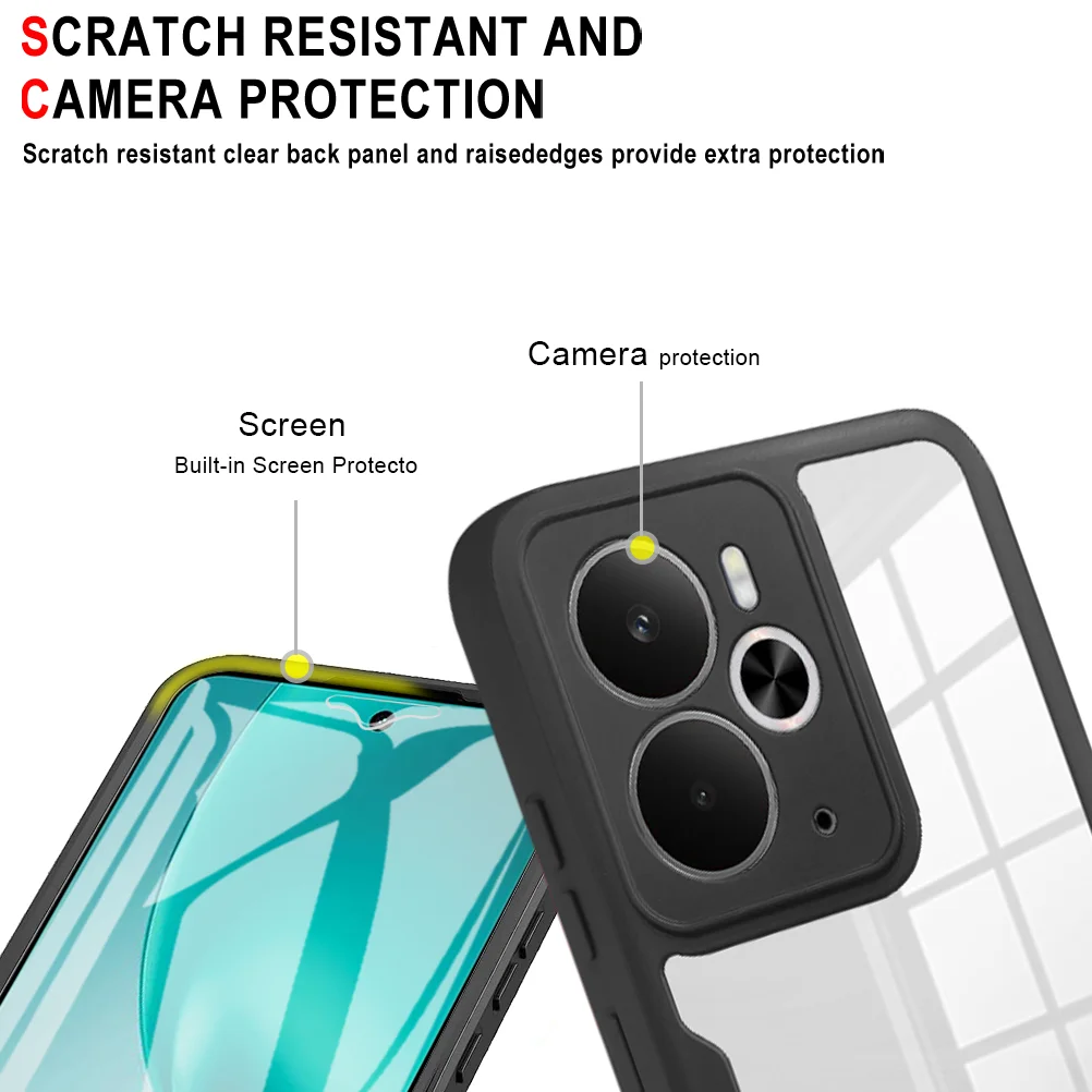 Full Body Shockproof Case with Built-in Screen Protector and Clear Design