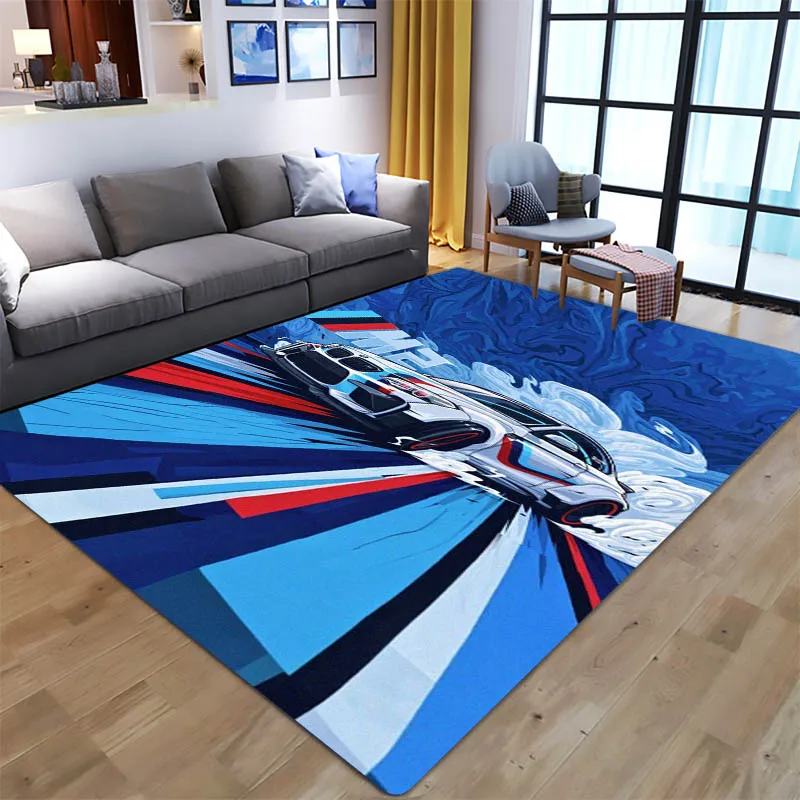 3D 레이싱 카 B-BMWS 프린트 카펫, 야외 러그 영역 깔개, 미끄럼 방지 카펫, 침실 장식 카펫, 거실 생일 선물