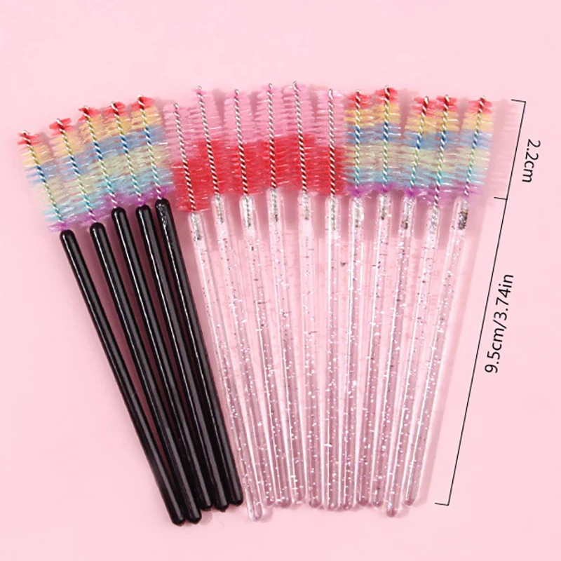 

50Pcs Eyelash Brush Disposable Eyebrow Brushes Rainbow Mascara Wand Applicator Lash Extension Cosmetic Makeup Tools