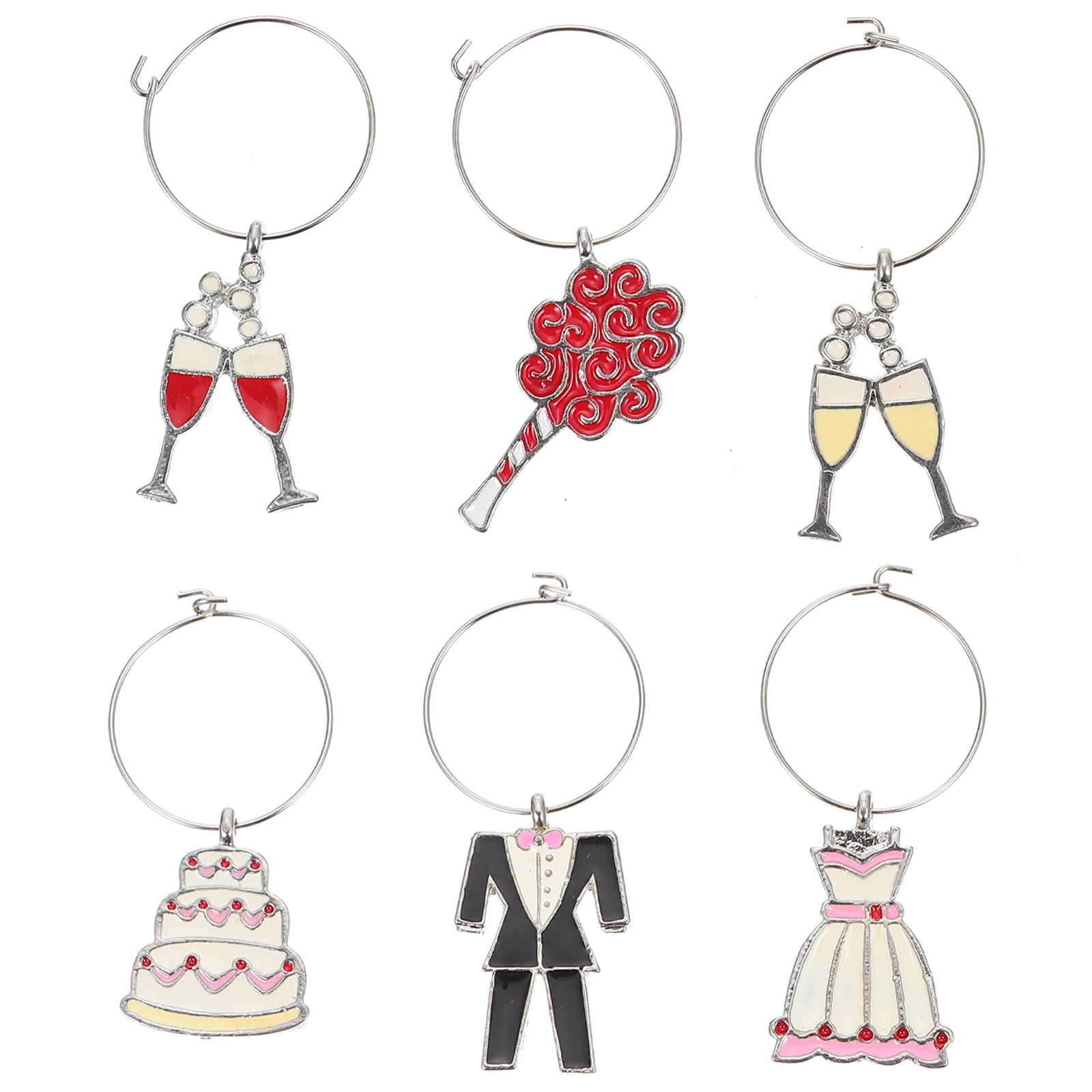 

Adorable Wine Glass Charms Wedding Themed Wine Glass Pendants For Decor Wedding Wine Ring Glue Dropping Wine Cup Pendant