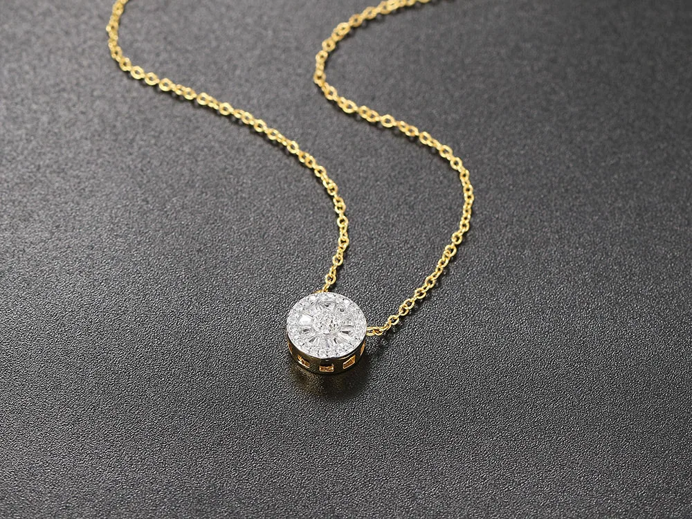 Minimalistische Damen-Halskette mit Zirkonia, runder Anhänger, Halskette für Frauen, Kpop, goldfarben, Hals-Accessoires, Schmuck, 2024, N560 – Detail 7