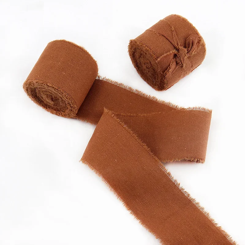 Eco-Friendly Hand-Torn Raw Edge Cotton Ribbon for Creative Gift Wrapping and Decoration