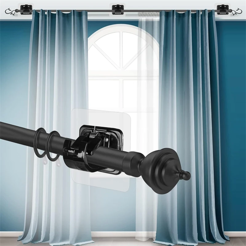 12/2 stücke Keine Bohrer Vorhang Stange Klammern Selbst-Kleber Vorhang Stange Halter Haken Einstellbare Wand Vorhang Feste Clip hängen Rack – Detail 4