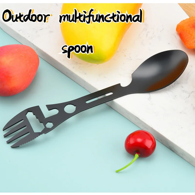 Fork And Spoon Integrated Tool Multi Functional Camping Stainless Steel Portable Outdoor