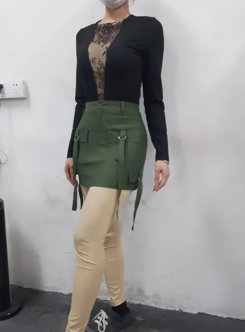 Summer Short Skirt for Women Slim Pocket Design A-Line Cargo High Waist Sexy Solid Tutu Skirts Army Green New Mini Skirt Ladies