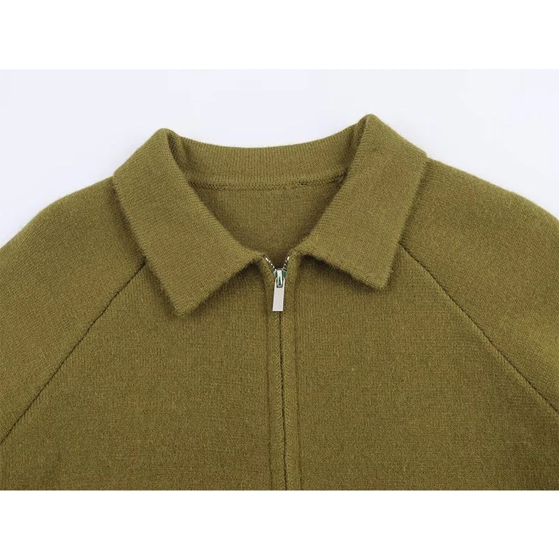 2025 Women Fashion Knitted Cardigan Long Sleeve Pocket Lapel Short Sweater Cardigans Autumn Winter New Style Knitwear Coat