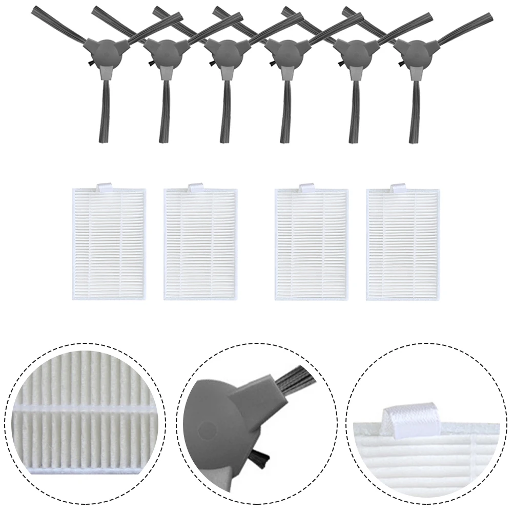 4 Pcs Vacuum Filters & 6 Pcs Side Brushes For SUZUKA PRO GEN 2 Robot Vacuum Cleaner Cleaning Tools Accessories 10pcs filters replacement parts for medion md 19500 19510 19511 19900 robot vacuum cleaner household cleaning tools