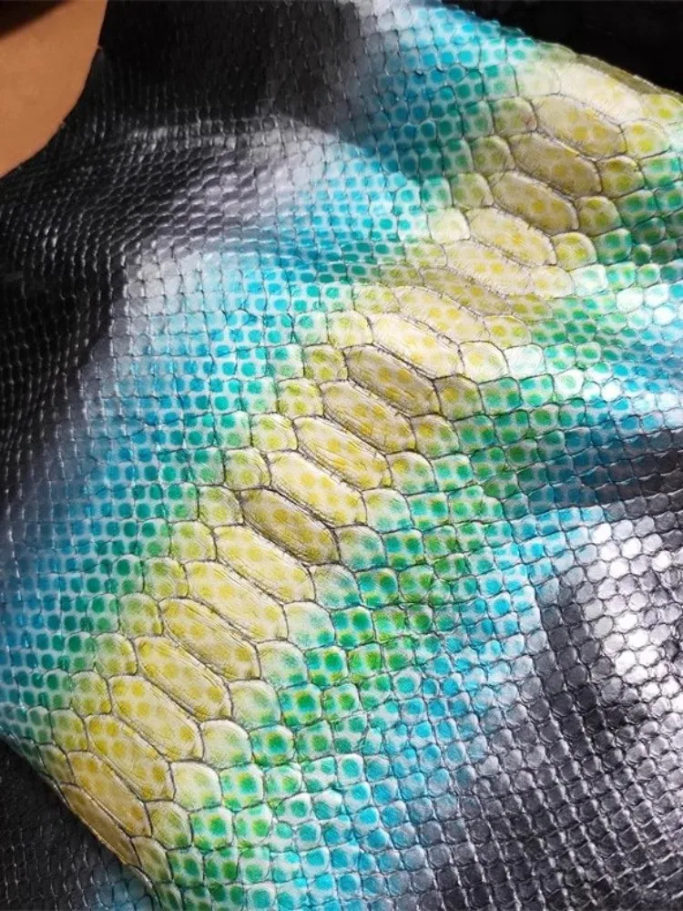 Handmade Genuine Leather Fabric Fashion Python Skin Piece Leather Craft DIY For Wallet Strap Accessories
