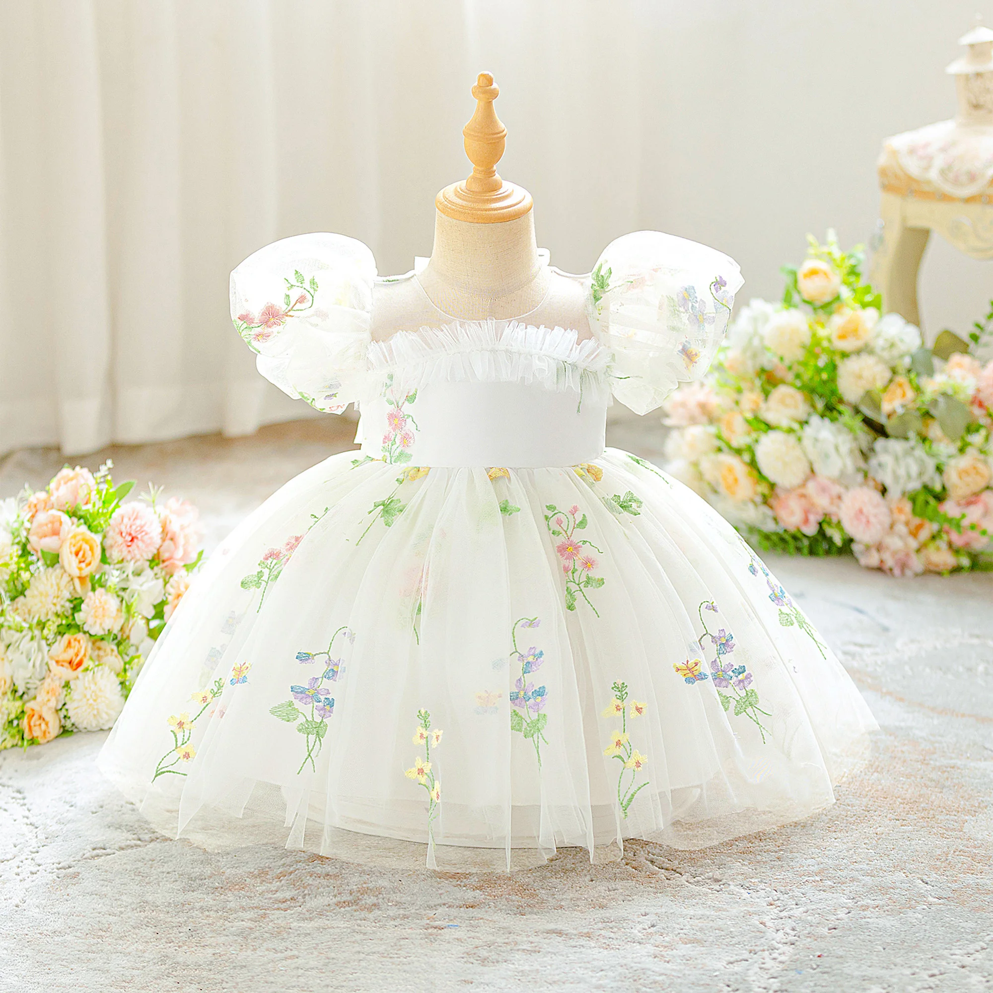 Embroidery Flower Baptism Party Baby Girl Dress Birthday Princess Prom Dress | eBay Embroidery Flower Baptism Party Baby Girl Dress Birthday Princess Prom Dress | eBay