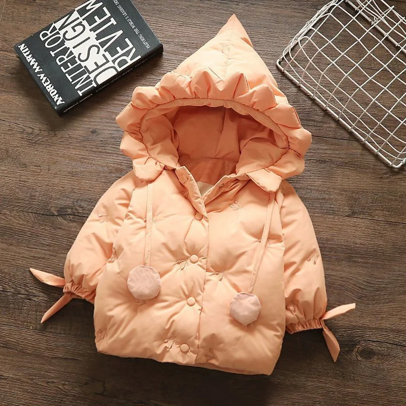 

Girls Down Coat Jacket Cotton Windproof Outwear 2023 Cherry Warm Thicken Winter Skiwear Plus Size Children's Clothing