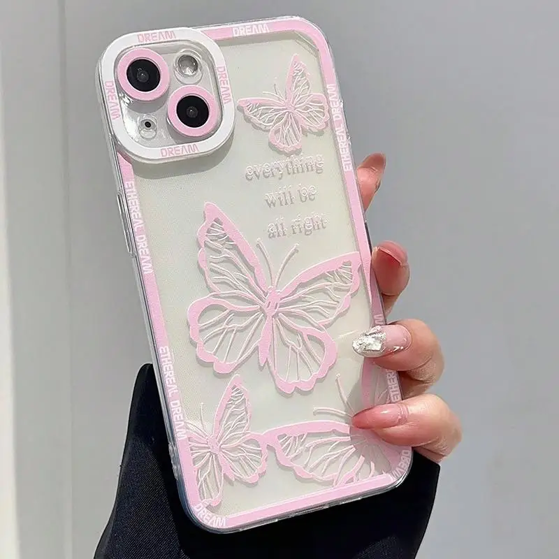 Clear Retro Butterfly TPU Phone Case Cover