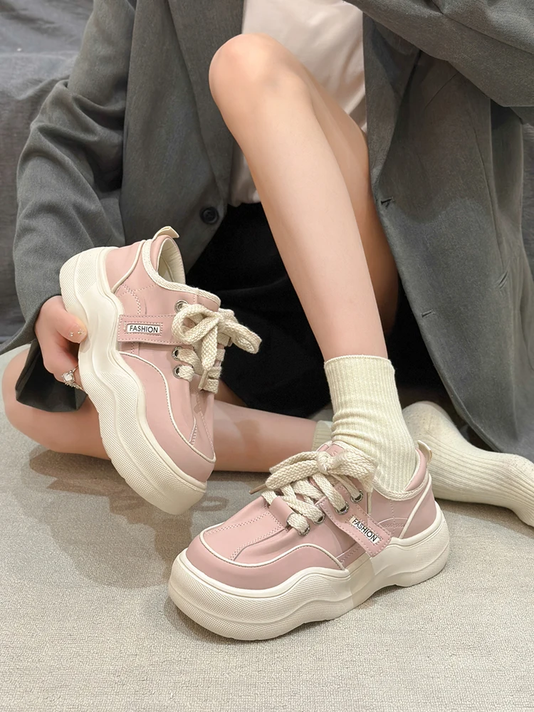 

Shoes Womens Sneakers Platform Roses Casual Thick Sole 2023 Heels Cotton Fabric Cross-tied PU Rubber Basic Leisure Med Women's S