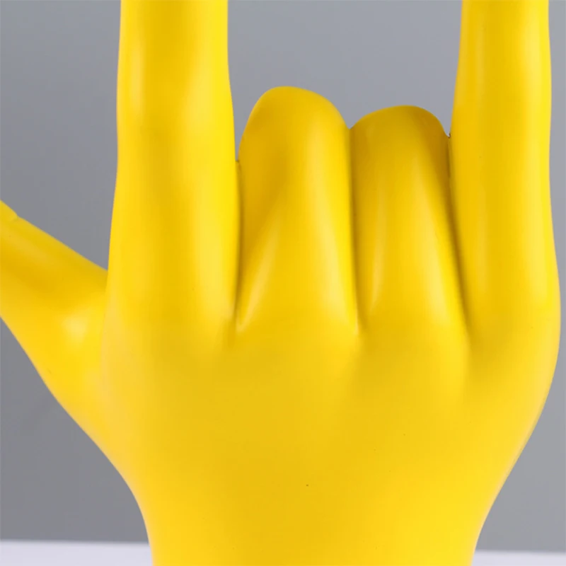 ERMAKOVA 19.5cm Home Decor Interpreter Gift I Love You Sign Language Hand Statue Resin Crafts Figurine Gold Home Decoration