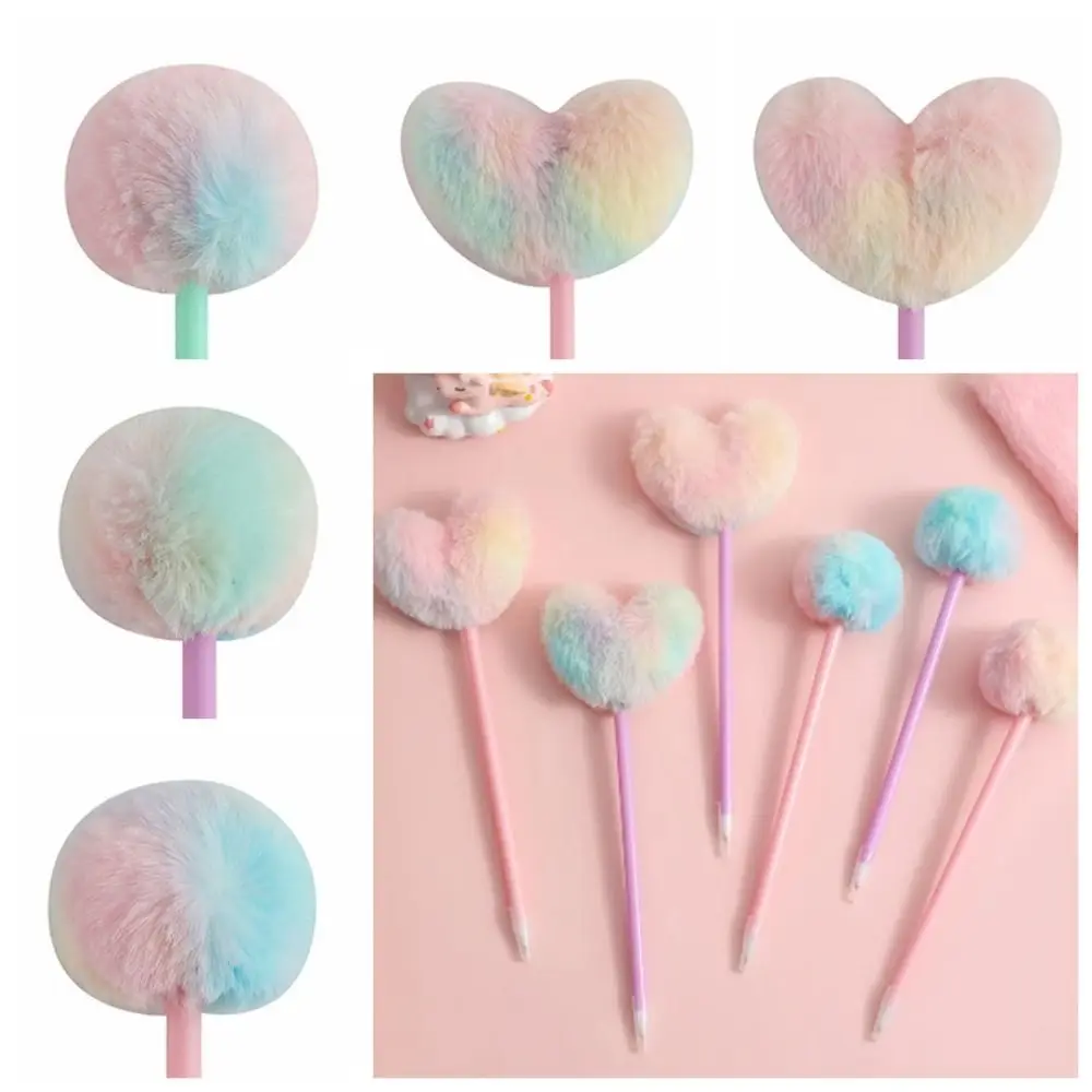 Cartoon Love Heart Plush Ball Pen Student Creative Gel Pens Children's Cute Stationery Plush Pen Gift Pen School Office Supplies 50 sheets ins cartoon colorful love heart memo pad 13 style time sticky note schedule planner office school supplies stationery