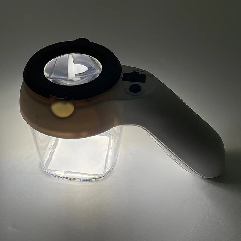 

Small Insect Magnifier with White & Warm LED & Handle Viewers with 5X Magnification Power for Children