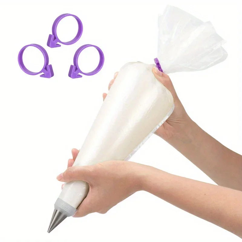 Baking Supplies Pastry Bag Set 12pcs Silicone Piping Bag Ring Set Decorated bag silicone fixing Sealing Binding rope Baking accessories