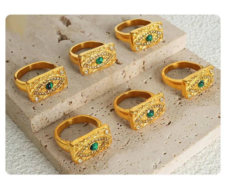 Marka Edelstahl Anhänger Halskette quadratischen Ring Frauen glänzenden Zirkon Schmuck Zubehör Türkis Hochzeit Set – Detail 19