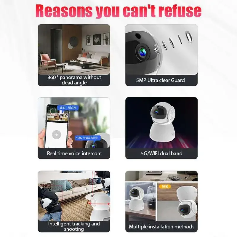 V380 wifi camera samrt USB 1080P Monitor Indoor Security 2MP CCTV night vision Auto security protection Camera Tracking 2