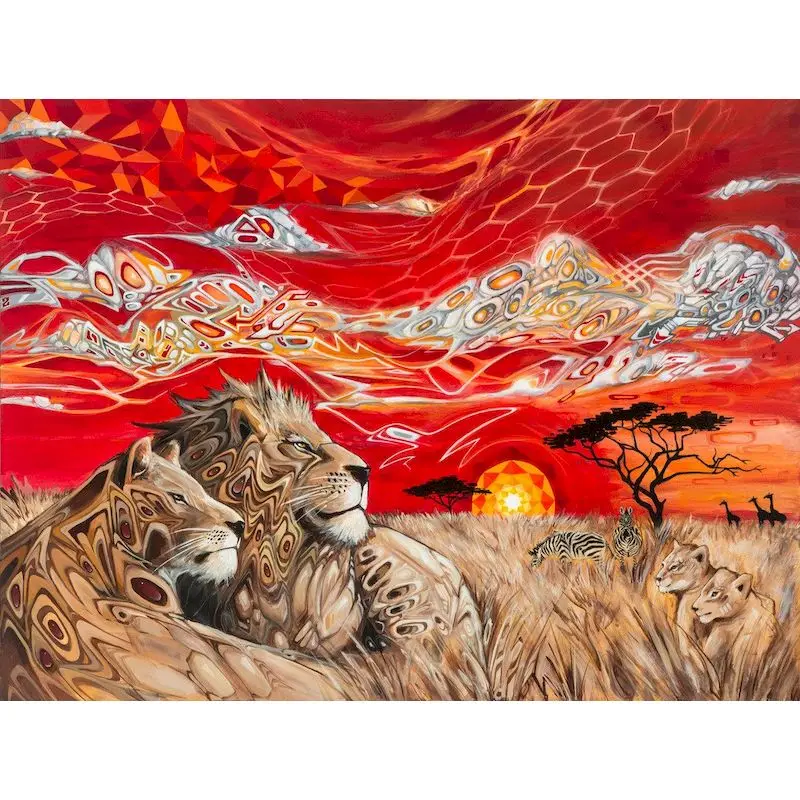 

GATYZTORY 40x50cm Framed Painting By Numbers Kits For Adults Unique Gift Red Sky Lion Paint By Number Home Decor Wall Artwork